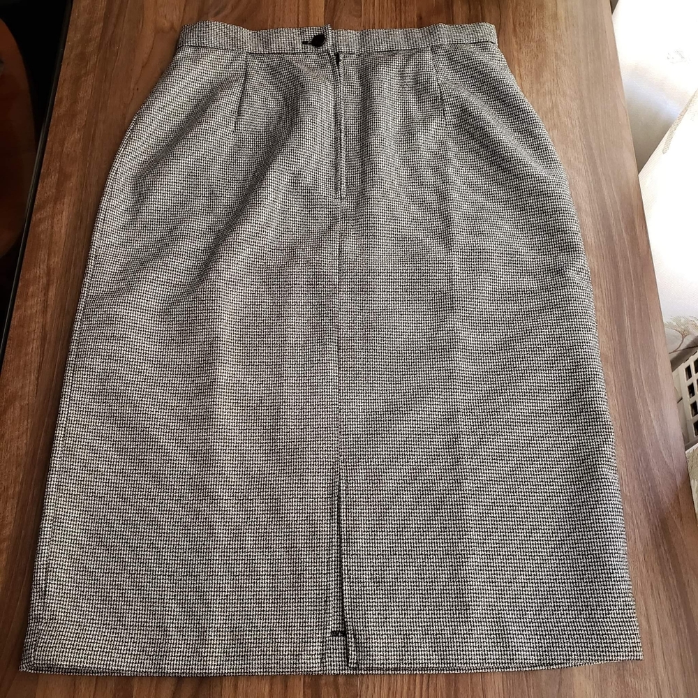 Set of 2 - Vintage Houndstooth & Gingham Print Pencil Skirts in Black/White Sz S - Picture 3 of 11